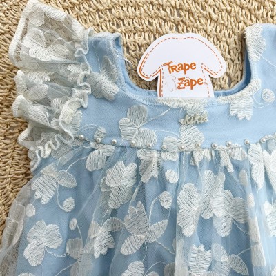 Vestido de Renda e pérolas Azul